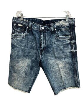 Parish 38 Mens Blue Wash Distressed Denim Shorts Grungecore Skater Aesthetic